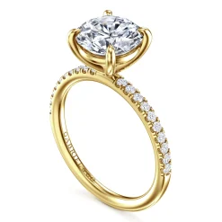 Clearance Gabriel & Co. Twain - 14K Yellow Gold Round Diamond Engagement Ring