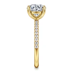 New Gabriel & Co. Twain - 14K Yellow Gold Round Diamond Engagement Ring
