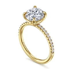 New Gabriel & Co. Twain - 14K Yellow Gold Round Diamond Engagement Ring