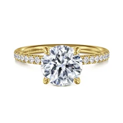 Discount Gabriel & Co. Twain - 14K Yellow Gold Round Diamond Engagement Ring