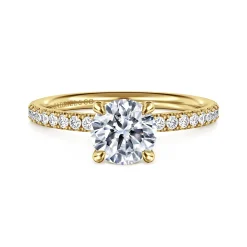 New Gabriel & Co. Twain - 14K Yellow Gold Round Diamond Engagement Ring