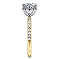 New Gabriel & Co. Twain - 14K Yellow-White Gold Round Diamond Engagement Ring