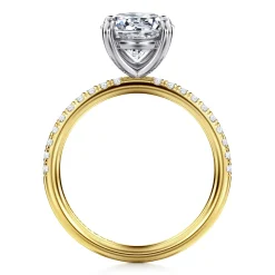 New Gabriel & Co. Twain - 14K Yellow-White Gold Round Diamond Engagement Ring