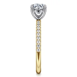 Clearance Gabriel & Co. Twain - 14K Yellow-White Gold Round Diamond Engagement Ring