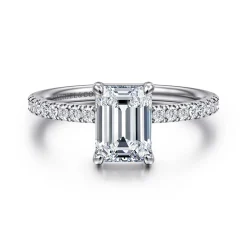 Gabriel & Co. Twain - Platinum Emerald Cut Diamond Engagement Ring
