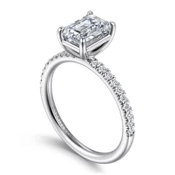 Gabriel & Co. Twain - Platinum Emerald Cut Diamond Engagement Ring
