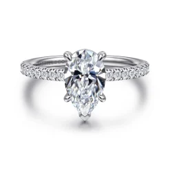 Discount Gabriel & Co. Twain - Platinum Pear Shape Diamond Engagement Ring