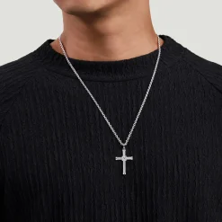 Online Gabriel & Co. Twisted Rope Cross Pendant Necklace X Center 925 Sterling Silver