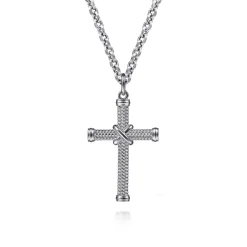 Online Gabriel & Co. Twisted Rope Cross Pendant Necklace X Center 925 Sterling Silver