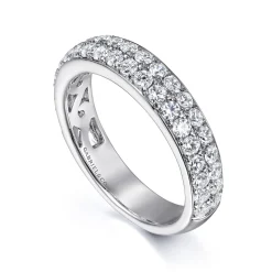 Gabriel & Co. Two Row 14K White Gold Micro Pave Diamond Anniversary Band - 1 ct