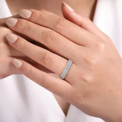 Gabriel & Co. Two Row 14K White Gold Micro Pave Diamond Anniversary Band - 1 ct