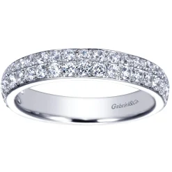 Best Gabriel & Co. Two Row 14K White Gold Micro Pave Diamond Anniversary Band - 0.72 ct