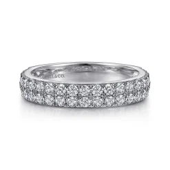 Best Gabriel & Co. Two Row 14K White Gold Micro Pave Diamond Anniversary Band - 0.72 ct