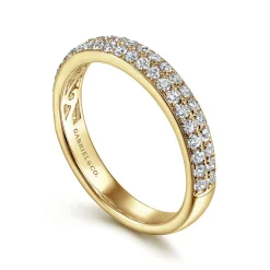 Gabriel & Co. Two Row 14K Yellow Gold Micro Pave Diamond Anniversary Band - 0.5 ct