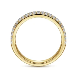 Gabriel & Co. Two Row 14K Yellow Gold Micro Pave Diamond Anniversary Band - 0.5 ct