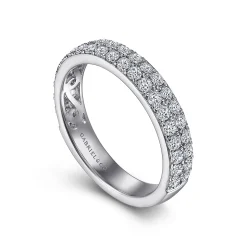 Hot Gabriel & Co. Two Row Platinum Micro Pave Diamond Anniversary Band - 0.72 ct