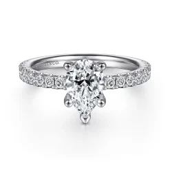 Sale Gabriel & Co. Ulani - 14K White Gold Pear Shape Diamond Engagement Ring