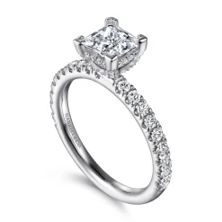 New Gabriel & Co. Ulani - 14K White Gold Princess Cut Diamond Engagement Ring