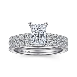 Best Gabriel & Co. Ulani - 14K White Gold Rectangular Radiant Cut Diamond Engagement Ring