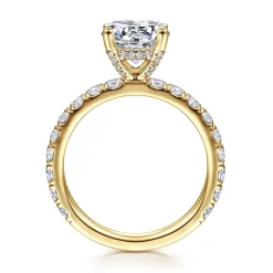 New Gabriel & Co. Ulani - 14K Yellow Gold Round Diamond Engagement Ring