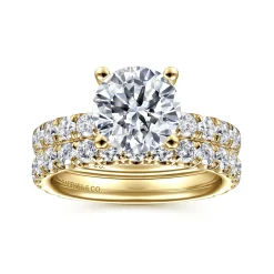 New Gabriel & Co. Ulani - 14K Yellow Gold Round Diamond Engagement Ring