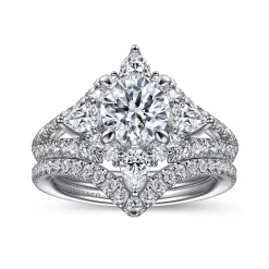 Best Gabriel & Co. Uma - 14K White Gold Floral Halo Round Diamond Engagement Ring