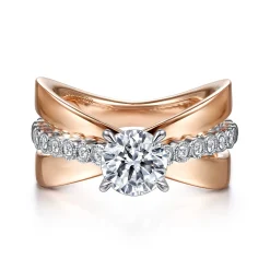 Gabriel & Co. Umberta - 14K White-Rose Gold Split Shank Round Diamond Engagement Ring