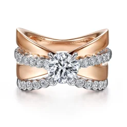 Gabriel & Co. Umberta - 14K White-Rose Gold Split Shank Round Diamond Engagement Ring