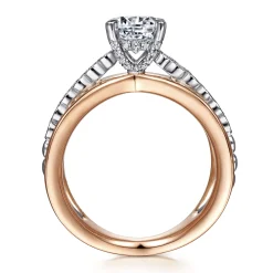 Gabriel & Co. Umberta - 14K White-Rose Gold Split Shank Round Diamond Engagement Ring