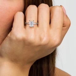 Discount Gabriel & Co. Unite - 14K White Gold Emerald Cut Solitaire Diamond Engagement Ring