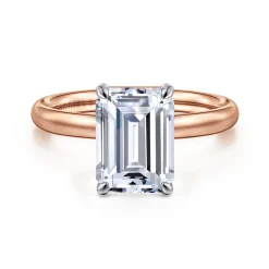 Clearance Gabriel & Co. Unite - 14K White-Rose Gold Emerald Cut Solitaire Diamond Engagement Ring