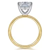 Hot Gabriel & Co. Unite - 14K White-Yellow Gold Elongated Cushion Solitaire Diamond Engagement Ring