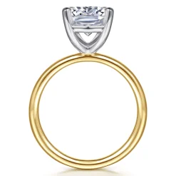 Hot Gabriel & Co. Unite - 14K White-Yellow Gold Elongated Cushion Solitaire Diamond Engagement Ring