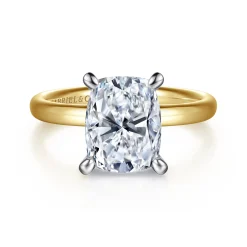 Hot Gabriel & Co. Unite - 14K White-Yellow Gold Elongated Cushion Solitaire Diamond Engagement Ring
