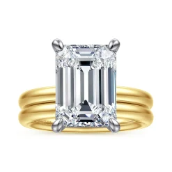 Sale Gabriel & Co. Unite - 14K White-Yellow Gold Emerald Cut Solitaire Diamond Engagement Ring