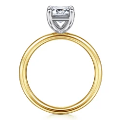Clearance Gabriel & Co. Unite - 14K White-Yellow Gold Emerald Cut Solitaire Diamond Engagement Ring