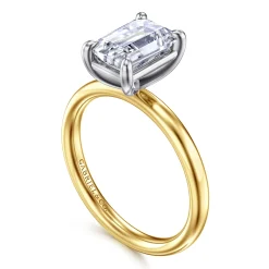 Clearance Gabriel & Co. Unite - 14K White-Yellow Gold Emerald Cut Solitaire Diamond Engagement Ring