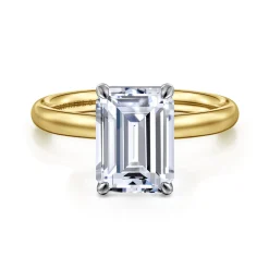 Online Gabriel & Co. Unite - 14K White-Yellow Gold Emerald Cut Solitaire Diamond Engagement Ring