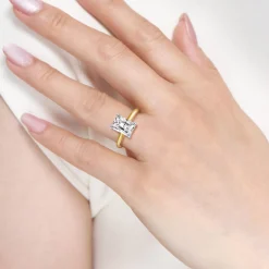 New Gabriel & Co. Unite - 14K White-Yellow Gold Emerald Cut Solitaire Diamond Engagement Ring