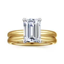 New Gabriel & Co. Unite - 14K White-Yellow Gold Emerald Cut Solitaire Diamond Engagement Ring