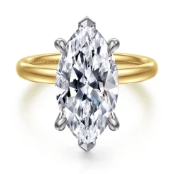 Discount Gabriel & Co. Unite - 14K White-Yellow Gold Marquise Shape Solitaire Diamond Engagement Ring