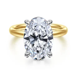 New Gabriel & Co. Unite - 14K White-Yellow Gold Oval Solitaire Diamond Engagement Ring