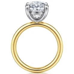 New Gabriel & Co. Unite - 14K White-Yellow Gold Oval Solitaire Diamond Engagement Ring