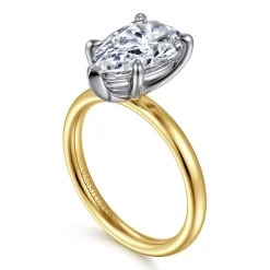 Best Gabriel & Co. Unite - 14K White-Yellow Gold Pear Shape Solitaire Diamond Engagement Ring