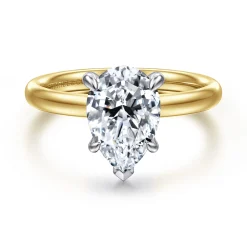 Gabriel & Co. Unite - 14K White-Yellow Gold Pear Shape Solitaire Diamond Engagement Ring
