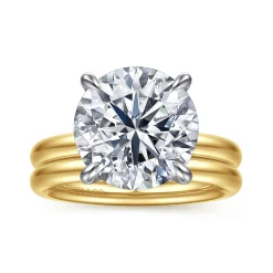 Discount Gabriel & Co. Unite - 14K White-Yellow Gold Round Solitaire Diamond Engagement Ring