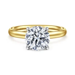 Best Gabriel & Co. Unite - 14K White-Yellow Gold Round Solitaire Diamond Engagement Ring
