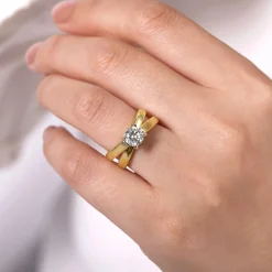 Discount Gabriel & Co. Ursa - 14K Yellow Gold Split Shank Round Diamond Engagement Ring