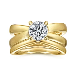 Discount Gabriel & Co. Ursa - 14K Yellow Gold Split Shank Round Diamond Engagement Ring