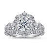 Best Gabriel & Co. Veronique - Unique 14K White Gold Vintage Inspired Halo Diamond Engagement Ring